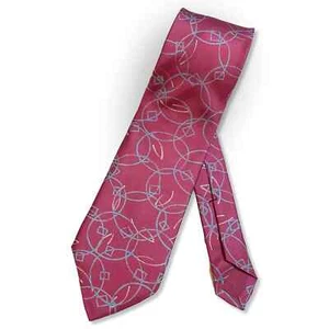 Stafford Abstract Silk Tie Fuchsia Magenta Pink Blue Circles Short 3.25 x 56 - Picture 1 of 3