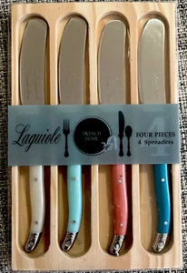 FRENCH HOME Laguiole Cheese Spreader Set of 4 -Stainless Steel-Multicolored-3 - Afbeelding 1 van 3