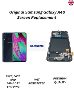 Digitalizador LCD de repuesto de pantalla negra original genuino Samsung Galaxy A40 - Imagen 1 de 4