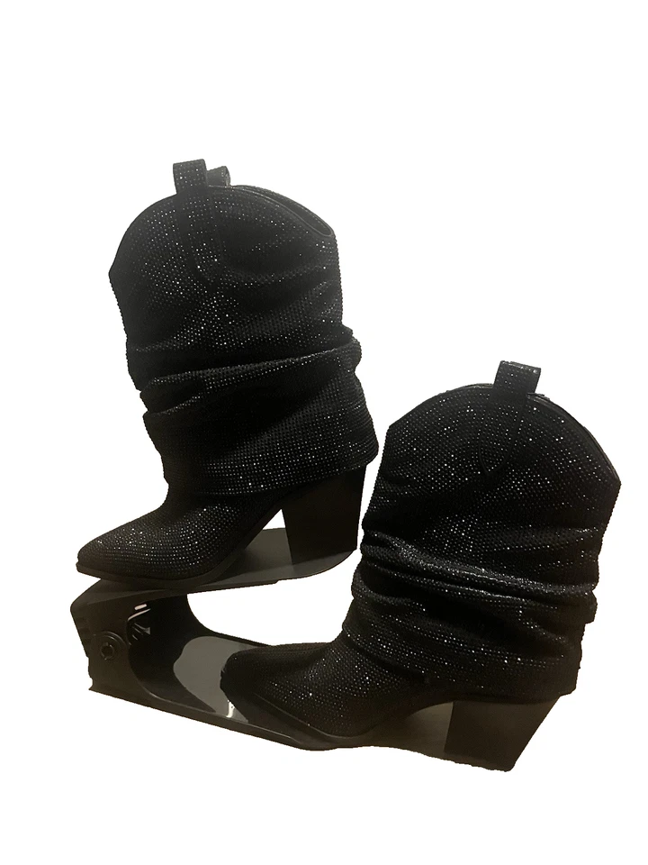 Jessica Simpson Gemorra Negro Estrás Dama Bota Vaquera-9M Foto 1 de 4