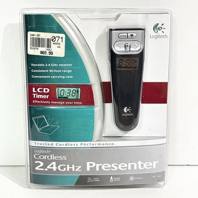 LOGITECH Cordless 2.4 GHz Presenter 50 ft Range w/LCD Timer & Carrying Case NEW - Image 1 of 2
