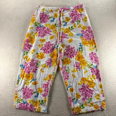 Pantalones capri Bobbie Brooks para mujer grandes multi florales tiro alto cordón cintura Foto 1 de 4