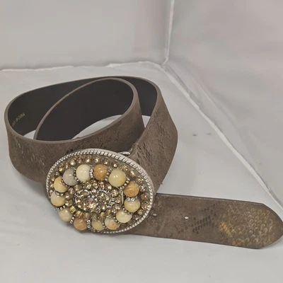 Chicos 皮带女式中号棕色皮革装饰珠宝西部波西米亚时尚 — 第 1/4 张图片