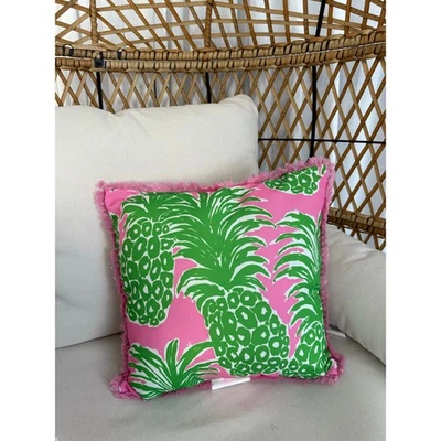 Lilly Pulitzer Reversible Cushion Pillow 17" | Pineapple Pink Green Gold White - Image 1 of 4