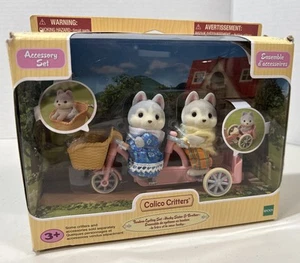 Calico Critters Tandem Cycling Set Husky Sister & Brother Open Box READ - Picture 1 of 12