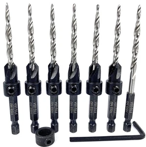 Tapered Countersink Drill Bit Set 6 Pc #8 (11/64") Countersink Bit Same Size,... - Foto 1 di 6