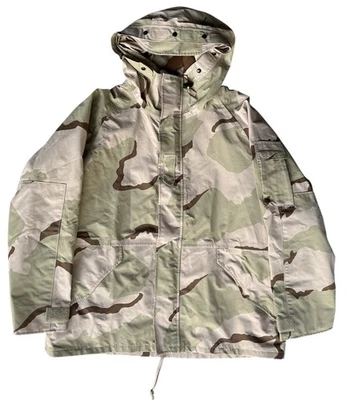 Military ECWCS Parka Jacket Men XL Reg Desert Camo Hooded Cold Weather Nylon USA - Image 1 of 4