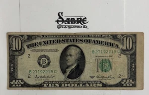 1950 10 Dollar Schein Federal Reserve Note Serie A New York "B" Print Shift Error - Bild 1 von 2