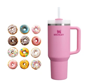 12 PCS Glossy Donut Washable, Waterproof, Premium Stickers For STANLEY Cup mug G - Picture 1 of 3