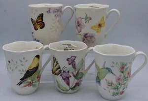Lenox Butterfly Meadow Tea/Coffee Cups Mugs (Set of 5) Scalloped Rim - Picture 1 of 20