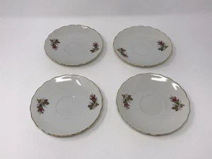 Vintage Gold Leaf Set of 4 Porcelain China Saucers Flower Bouquet Japan VTG (1) - Picture 1 of 4