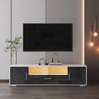 Tv Stand Entertainment Center With Remote Control Light With Storage Cabinets
