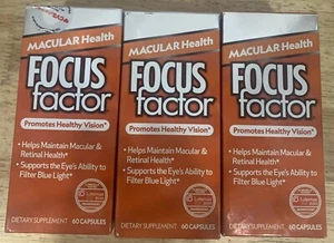 3x Focus Factor Macular Health Healthy Vision 60 Capsules Ea Retinol EXP 8/31/25 - Picture 1 of 1