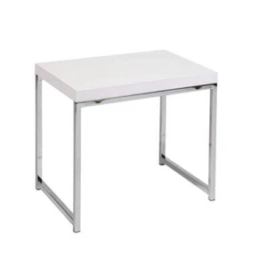 OSP Home Furnishings End Table 18.5" x 22" x 15.75" White Melamine/Chrome Finish - Picture 1 of 4