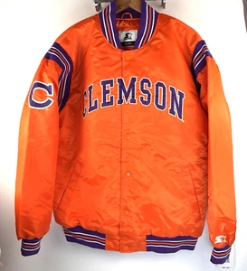 Starter Herren XL Neu Mit Etikett The Enforcer Clemson Orange Lila Satin Jacke - Bild 1 von 24