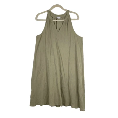 Garnet Hill Womens Gauzy Cotton Tank Mini Sundress Size M Green Cottagecore Boho - Image 1 of 4