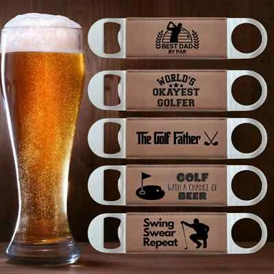 Personalised Leather Bottle Opener | 10 Funny Golf Designs  | Add Custom Message - Image 1 of 4