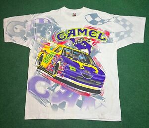 Camel Racing Cigarettes 1997 Vintage NASCAR All Over Print Mens XXL Tshirt