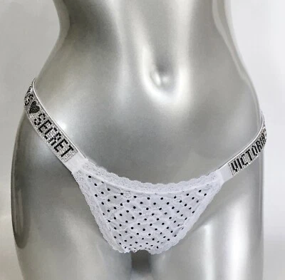 Victoria's Secret Rhinestones Shine Strap Lacie Bikini Panty Polka Dots L Nwt - Image 1 of 4