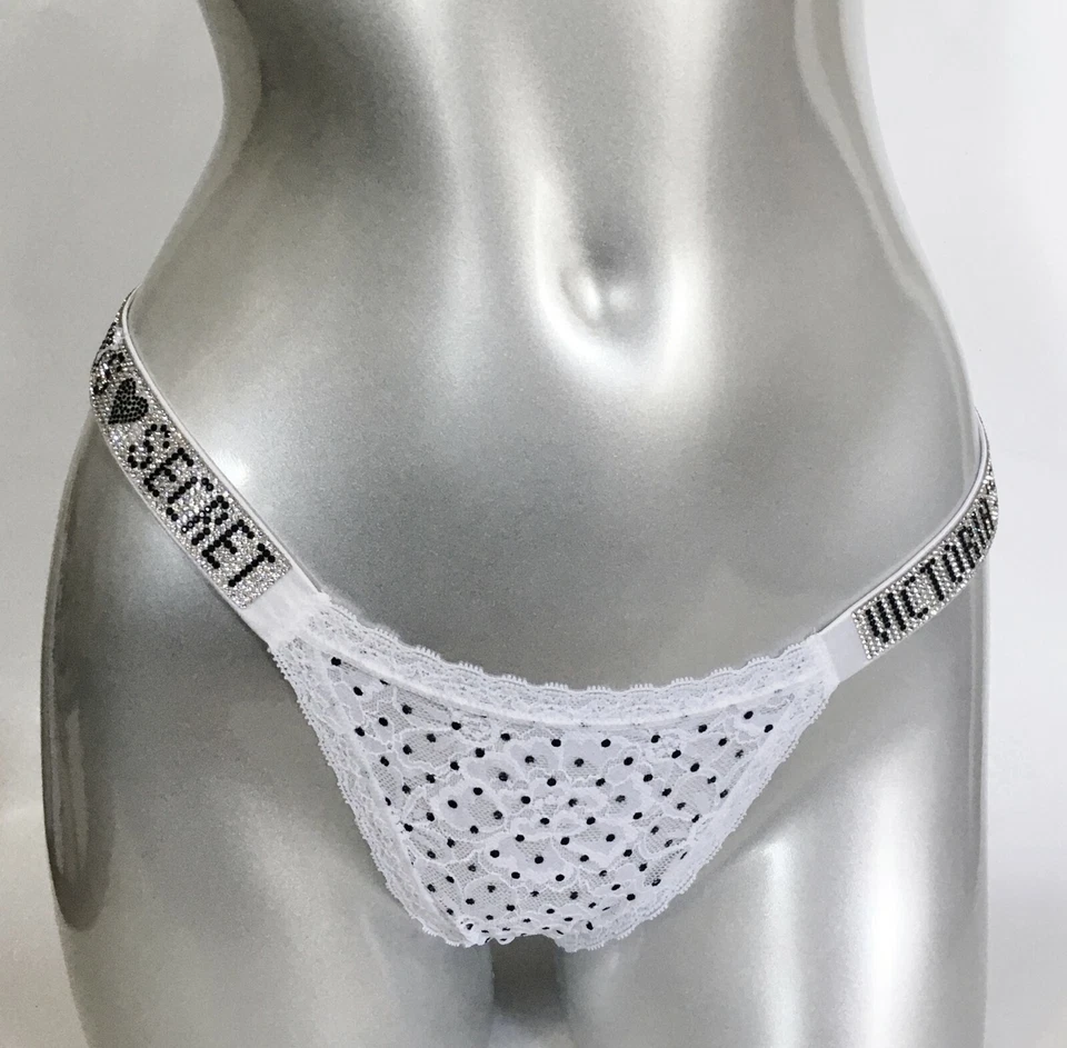 Victoria's Secret Estrás Brillo Correa Lacie Bikini Panty Lunares S Nuevo con Etiquetas Foto 1 de 4