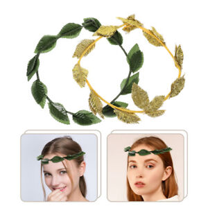 2Pcs Leaf Headpiece Greek Crown Roman Wreath Headband Elegant Party Wreath Hair