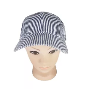 Time and Tru Hat Womens One Size Striped Blue White Baseball Cap Adjustable - Picture 1 of 5