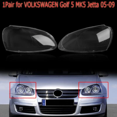 For VW Volkswagen Golf5 MK5 2005-2009 Front Lens Cover Kit Headlight Left+ Right Foto 1 de 4