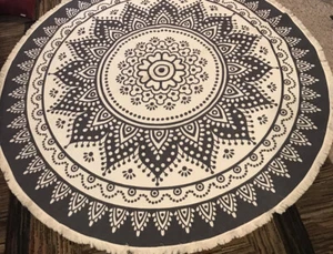 HEBE Cotton Round Area Rug 6Ft Hand Woven Cotton Area Rug with Tassels Fringe... - Bild 1 von 2