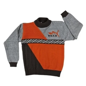 Vintage BEKE Thick Quality Pullover Crew Sweater, Orange Gray, Size XS - Picture 1 of 3