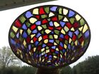 Mcm Stained Mosaic Red Blue Green Yellow Purple Art Glass Trumpet Vase -  15.75"