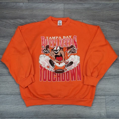 Vintage 1990 Taz Tampa Bay Buccaneers Sweater Adult XL Orange Looney Toons NFL Cover