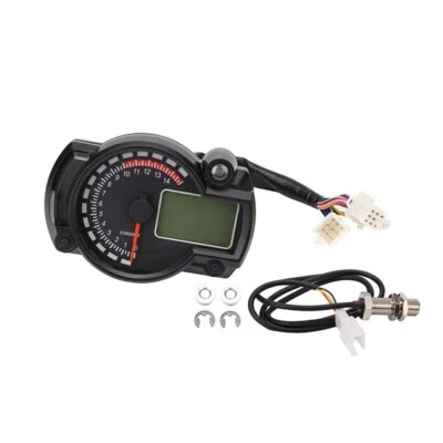 Universal LCD Digital Tachometer Motorcycle Speedometer Odometer Gauge - Image 1 of 4