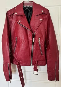 Zara Basic Women’s (Vintage) Leather Biker Jacket Size XS NWOT - Picture 1 of 8