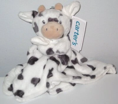 Carter's COW Security Blanket Plush Baby Lovey Toy New With Tags White W/ Spots - Image 1 of 4