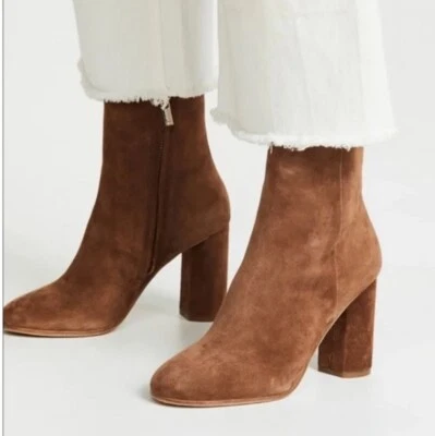 Joie Womens Zip Chestnut Suede Leather Block Heel Round Toe Ankle Boots Size 39 - Image 1 of 4