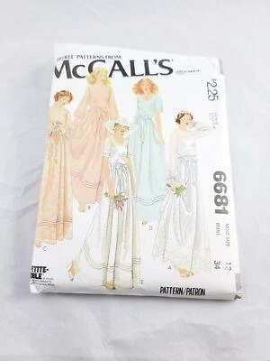 McCall's #6681 Misse's Bridal And Bridesmaid Gowns Miss Size 12 Sewing Pattern - Image 1 of 3