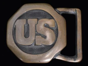 Tech Ether Guild "US" Solid Brass Vintage Belt Buckle - Picture 1 of 3