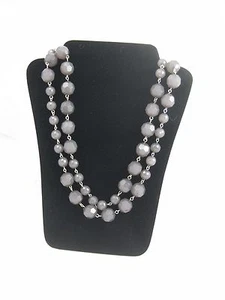 "Collar de cuentas facetadas gris ahumado púrpura 40" - Imagen 1 de 6