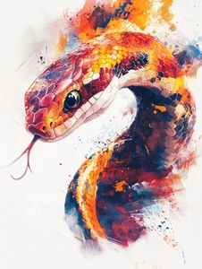 Canvas Art Chinese Snake Reptile Orange Pinks Wall Picture Poster Print - Picture 1 of 22