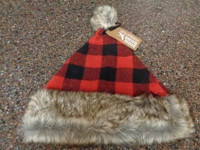 Sombrero de Papá Noel Eddie Bauer Buffalo a Cuadros L/XL Borde de Piel Sintética Rojo Escarlata A Cuadros Nuevo Foto 1 de 4