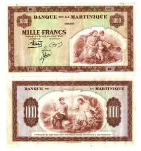 u Billete de reproducción Martinica 1000 francos 1942 Pick #21 781 - Imagen 1 de 1