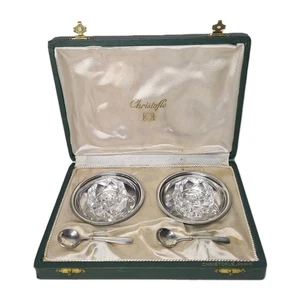 08L3 ANCIENNE PAIRE DE SALERONS CHRISTOFLE COMPLET DANS SON ECRIN - Picture 1 of 16