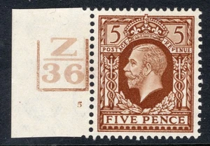 1934 5d YELLOW-BROWN PHOTOGRAVURE UNMOUNTED MINT CONTROL SINGLE. SG 446 - Picture 1 of 1