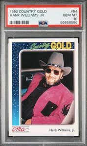 Hank Williams Jr. 1992 Sterling Country Gold #54 Country Music CMA PSA 10 - Imagen 1 de 2
