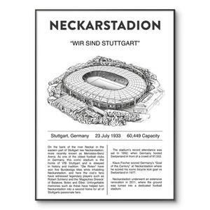 VfB Stuttgart Poster, Neckarstadion Poster, Stuttgart Football Stadium, A4 Gift - Picture 1 of 4