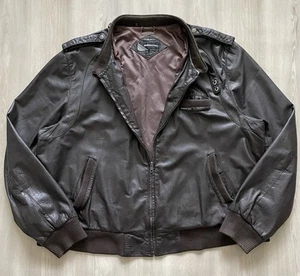 Chaqueta estilo bombardero de motocicleta de cuero marrón vintage solo para miembros talla 3XL - Imagen 1 de 11