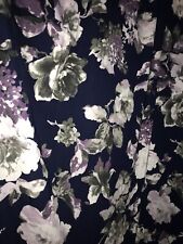 2mx1.5m Of Black Floral Crepe Type Fabric. Remnant