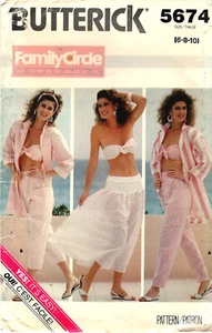 Butterick 5674 Vintage 1987 Beach Bra Skirt Sewing Pattern Uncut Size 6 8 10 - Picture 1 of 2