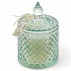 230g Fragranced Scented Wax Candle in Geo Glass Jar w Lid 35 Hour Burn Time Wick