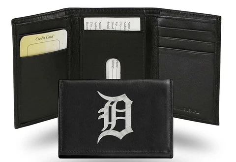 Detroit Tigers Embroidered Leather Tri-Fold Wallet [NEW] MLB Billfold ID Card Cover
